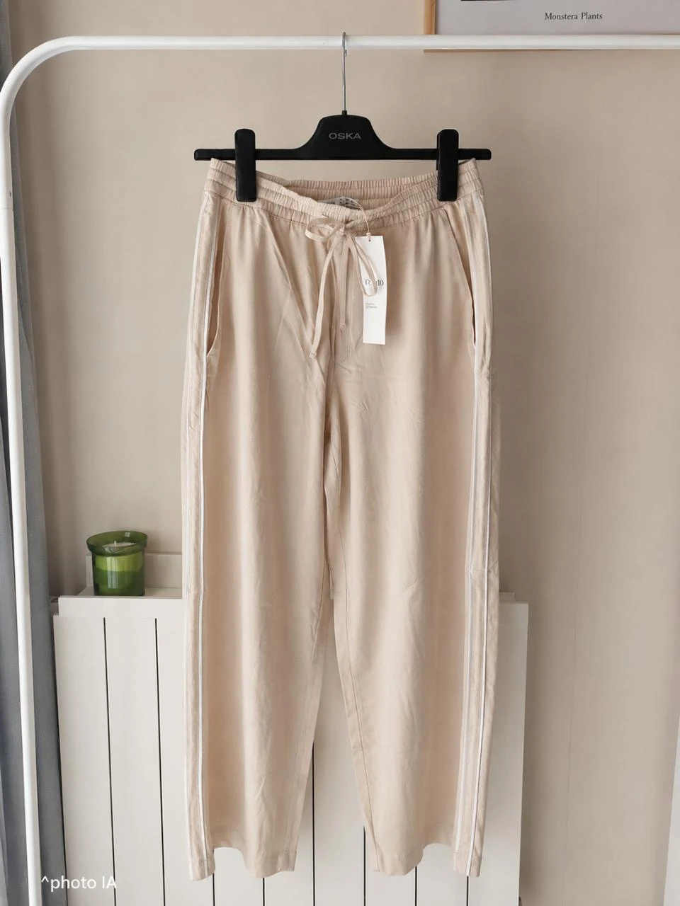 Cream fluid wide-leg trousers Oysho casual chic loungewear – Size XS–New – photo 7